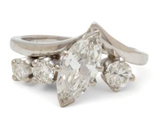 Marquis 1.25ct. Cut Diamond & White Gold Ring, 3g Size: 5.25