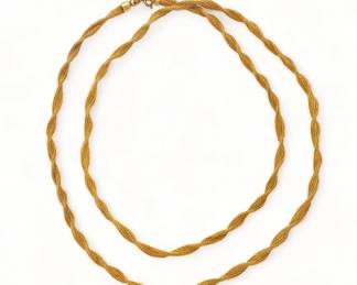 Italian 14K Yellow Gold Twisted Mesh Necklace, L 32" 23g