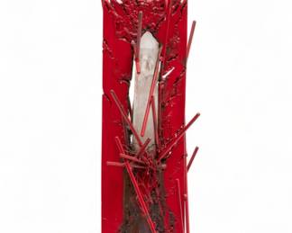 Merrill Orr (American, B. 1965) Patinated Steel And Quartz Sculpture, H 27.5" W 14.75" Depth 5.75"
