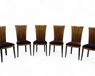 Eliel Saarinen (American) Art Deco Designed Set of 6 Side Chairs, H 37" W 17.5" 6 pcs