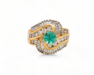 Colombian Emerald, Diamond & 14k Yellow Gold Ring, 8g Size: 6.5