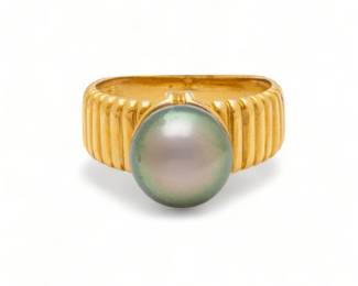 Tahiti Black Pearl 9mm Ring, Size 6 1/2 Dia. 9mm