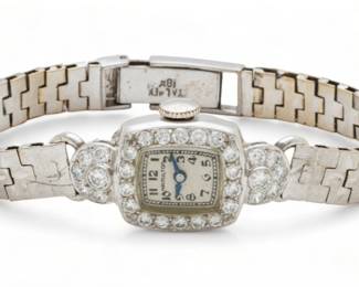 Hamilton (American) 18kt White Gold And Diamond Wristwatch, L 6.5" 23g