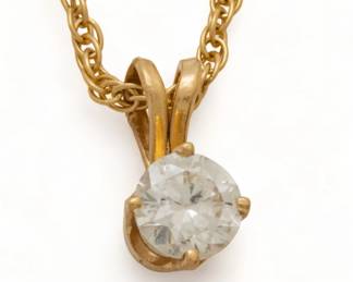 .50ct Brilliant Cut Diamond Pendant on 14K Gold Chain 3g