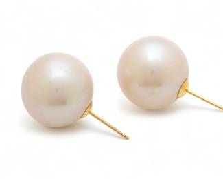 South Sea Pearl (14mm) Earrings, 18kt Gold Posts, 9g 1 Pair