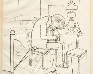 George Grosz (German, 1893-1959) Lithograph on Paper, 1921, "Schwimme, Wer Schwimmen Kann, Und Wer Zu Plump Ist, Geh Unter!", H 16.5" W 15"