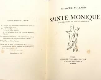 Pierre Bonnard (French, 1867-1947) Ambroise Vollard (French, 1867-1939) Complete Portfolio 1930, "Sainte Monique", H 13.25" W 10.5"