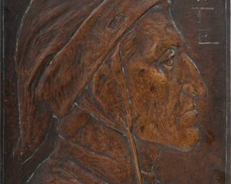 Paul Ludwig Kowalczewski (German, 1865-1910) Bronze Plaque, Early 20th C., "Dante", H 12.25" W 8.75"
