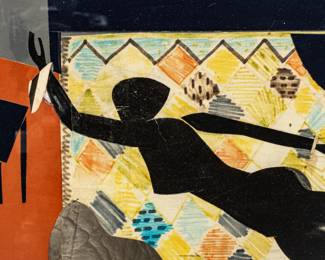 Romare Bearden (American, 1911-1988) Collage And Mixed Media on Masonite, 1971, "Enchanted Woman", H 8.25" W 11"