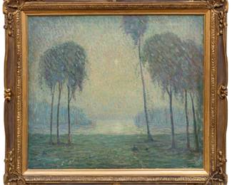 Ernest Harrison Barnes (American, 1873-1955) Oil on Canvas, "Impressionist Landscape", H 24" W 30"