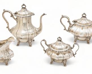 Gorham (American) 'Strasbourg' Sterling Silver Tea & Coffee Service, H 10" W 4.5" L 10" 84.7t oz 4 pcs