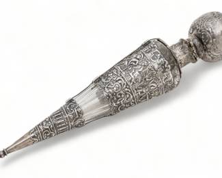 Netherlands Sterling And Crystal Perfume Vial Ca. 19th.c., H 9" 6.36t oz