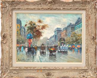 Antoine Blanchard (French, 1910-1988) Oil on Canvas, "Porte Saint-Denis", H 12.25" W 16.2"