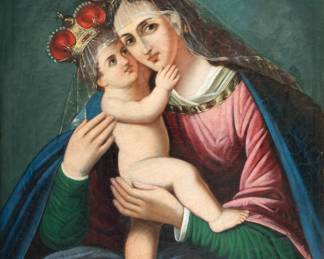 Oil on Canvas, "Madonna And Child", H 27" W 22"