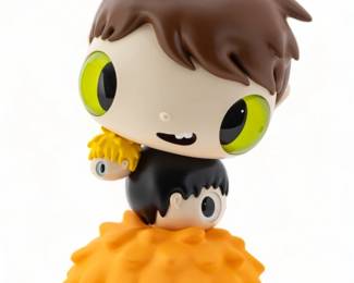 Javier Calleja (Spanish, B. 1971) Painted Cast Vinyl, Crystal Glass 2022, "Heads Ver. 2", H 11.25" Dia. 4.5"