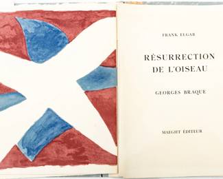 Frank Elgar Illus. by Georges Braque (1882-1963) Lithographs in Colors on BFK Rives Paper, 1958, Résurrection De L'Oiseau, H 15.75" W 11.8"