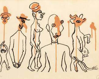 Alexander Calder (American, 1898-1976) Lithograph in Colors on BFK Rives Paper, 1966, "Criminel Au Milieu", H 18.6" W 25.5"