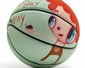 Mira Mikati X Javier Calleja Printed Basketball Green 2023, "This Is the Only Way", Dia. 9.4"