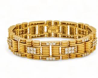 Jose Hess, 18 K Yellow Gold And Diamond Bracelet L 7.2" 72g