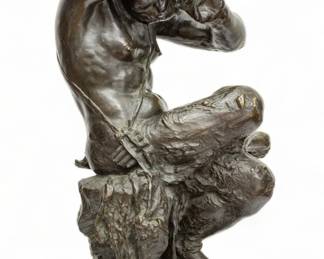 After Claude Michel Clodion (French, 1738-1814) Bronze Sculpture 19th C., "Young Satyr", H 23.5" W 16" Depth 11"