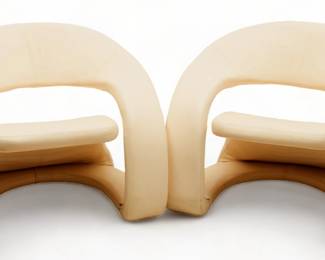 Pair of Jaymar, Mid Century Modern in the Manner of Louis Durot And Designer Pierre Paulin Ribbon Chairs H 29" W 35" Depth 29"