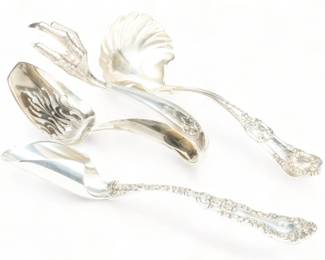 Tiffany (American) & Gorham (American) Sterling Silver Tongs, Ladle & Cheese Scoop, L 8" 9.9t oz 3 pcs