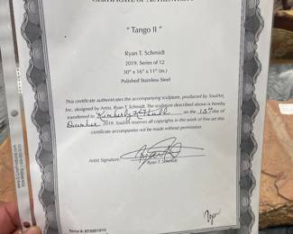 Ryan Schmidt Sculpture 
“Tango II”