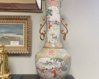 Monumental 24.75” Famille Rose Vases  Chinese Republic pre 1931