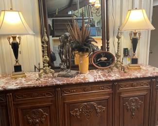 Louis XV Marble Top Sideboard     SOLD