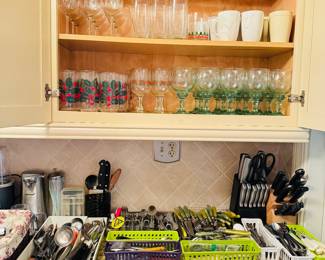 Flatware, both modern & vintage. Knife sets with blocks