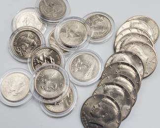 11 BU State Quarters in Capsules & 10 Kennedy Half Dollars -- various dates
