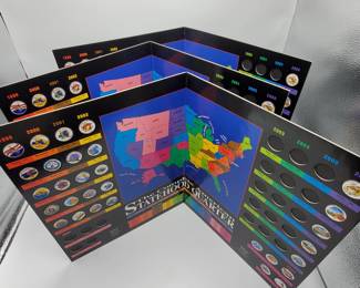 3 Colorized State Quarter Folders with 30 Colorized Quarters in each -- 90 Quarters total
