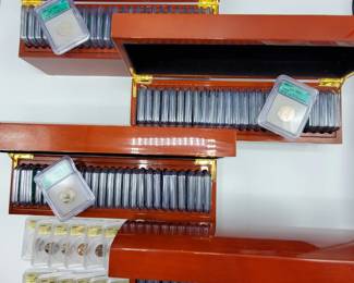 Complete Set of 100 State & 12 Territorial Quarters in Graded MS67 Slabs & Wood Cases
