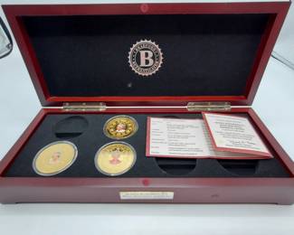 (3) 2016 Colorized British Crown in Wood Display Box - 24K Gold Plated
