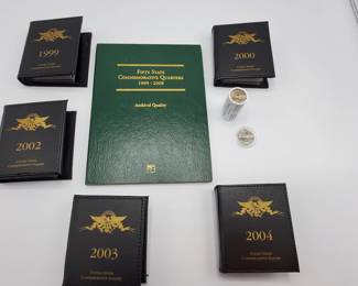 Roll of 25 2005 Minnesota State Quarters +1 in Capsule 2005 & five Qtr year sets of 5 Qtrs. Ea. & folder--51 Qtrs in all

