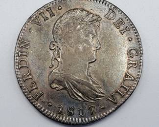 1817 Ferdinand VII Silver Colonial Coin Spanish Mexican Colony 8 Reales -- Higher Grade
