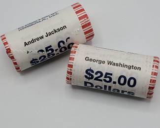 2 Rolls Presidential Dollars -- Washington & Jackson --BU
