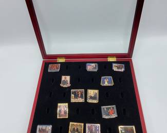13 Obama Collector Pins in Wood Case
