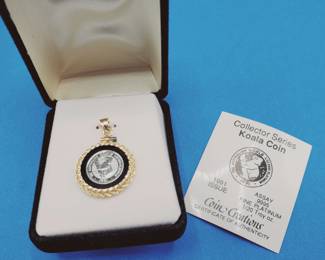 1991 1/20 Troy oz. Platinum Coin in 14K Bezel w/ COA
