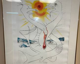 Salvador Dali ~ The caduceus of  Mars fed  by the fireball  of Jupiter (1975)