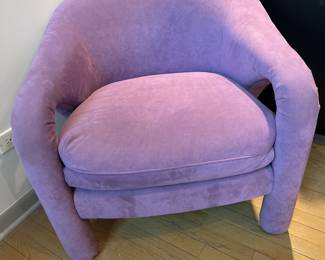 Vladimir Kagan (?) for Weinman Sculptural Velvet Upholstered Lounge Chairs (there are a pair)