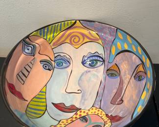 Wendy Williams Colorful Ceramic Bowl with Faces