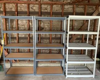 #12091 • 2 Metal and Plastic Shelving Units

