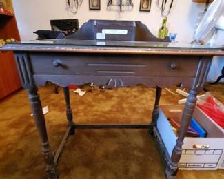 #13076 • Vintage Desk with Glass Top

