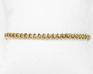 #681 • 14k Gold Bracelet With Diamonds, 9.2g
