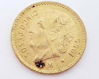 #512 • 1955 5 Pesos .900 Gold Coin, 4.1g
