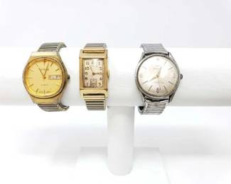 #413 • Collection of Three Watches Brands like Benrus and Hamilton

