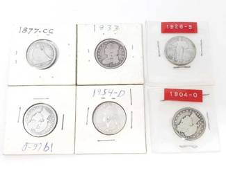#300 • 3 Silver Seated Liberty Dimes, 3 Silver Barber Head Dimes, And More
