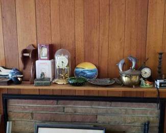 #13038 • 4 Quartz Clocks, Retro Camera, Knick Knacks, Ash Trays, Decorative Plate, And More
