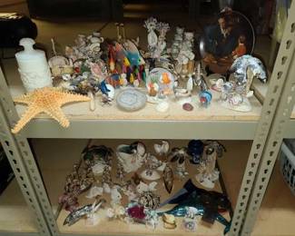 #9520 • Shell Figurines, Starfish, Norman Rockwell Decorative Plate, Ceramic Pieces, And More
